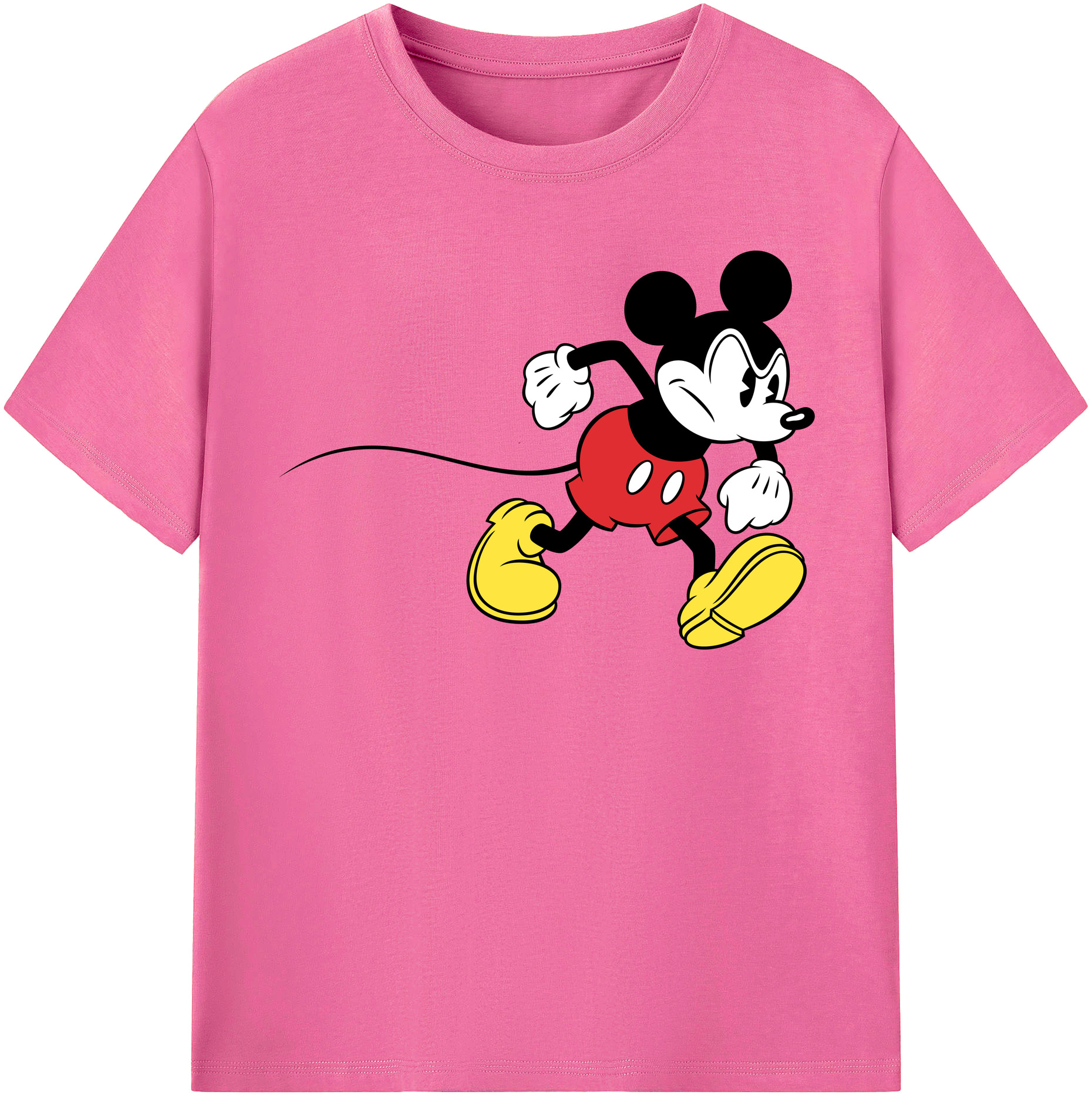 （画像用） ミッキーマウス Mickey Mouse レディースカジュアルプリントTシャツ（綿100％）